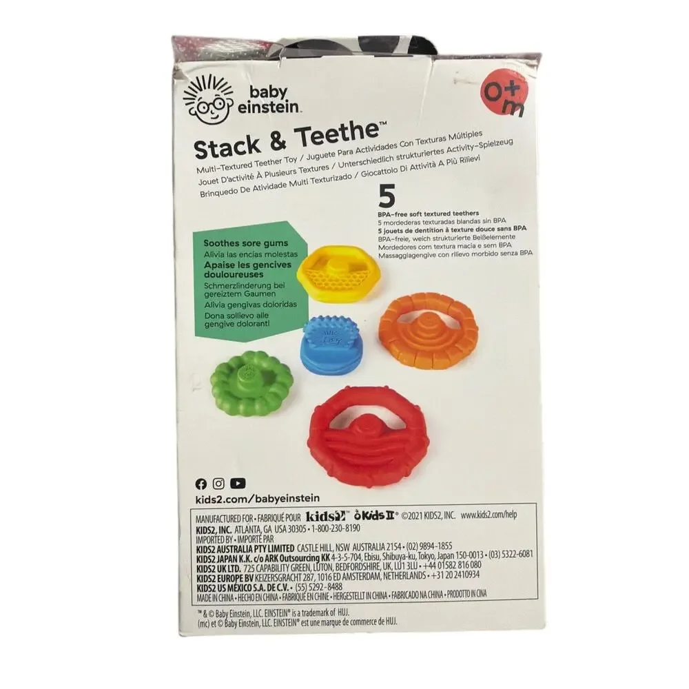 Baby Einstein Stack & Teethe Baby Toy Multi-Textured Teether Toy Brand New